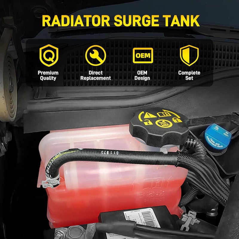 YEHERIT 84257137 Radiator Surge Tank Coolant Reservoir Compatible with 2017-2019 Chevy Silverado GMC Sierra 2500HD 3500HD, 2019-2021 Chevy Silverado 4500HD 5500HD 6500HD OE# 84214124 84174037 84138913 603-009 - Image 5